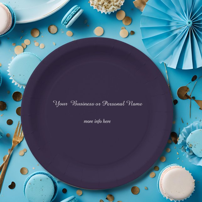 dark  blue solid color -personalized  paper plates (Creator Uploaded)