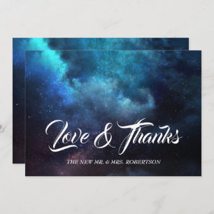 Dark Blue Space Cosmic Nebula Thank You Card