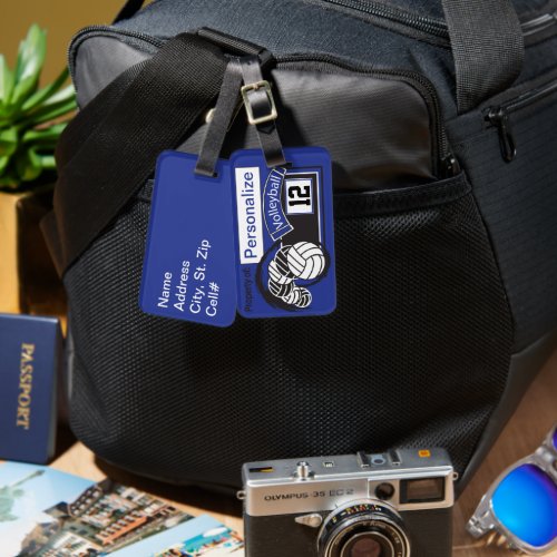 Dark Blue Sport Volleyball  Luggage Tag