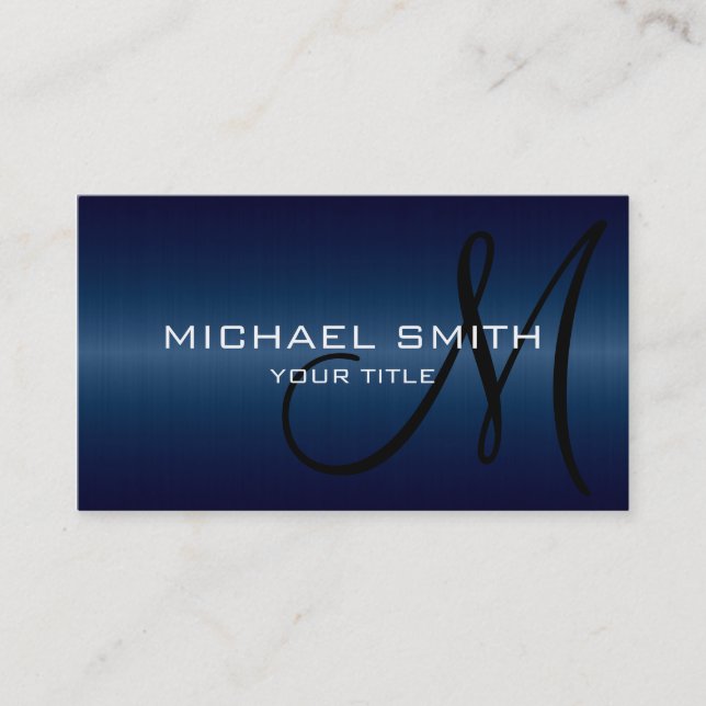 Dark Blue Stainless Steel Metal Business Card (Front)