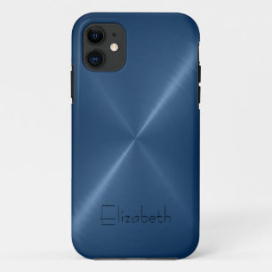 Dark Blue Stainless Steel Metal Look iPhone 11 Case