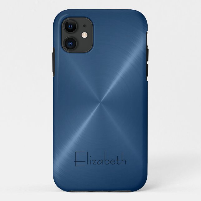 Dark Blue Stainless Steel Metal Look Case-Mate iPhone Case (Back)