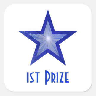 Dark Blue Star '1st Prize' square sticker white
