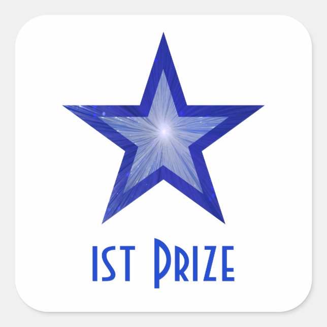 Dark Blue Star '1st Prize' square sticker white (Front)