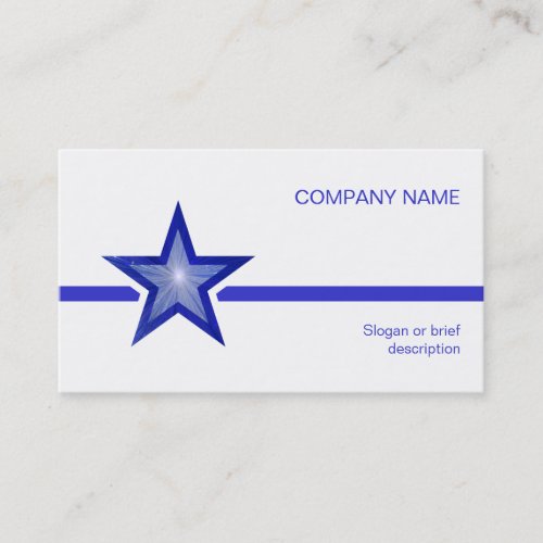 Dark Blue Star blue line business card white