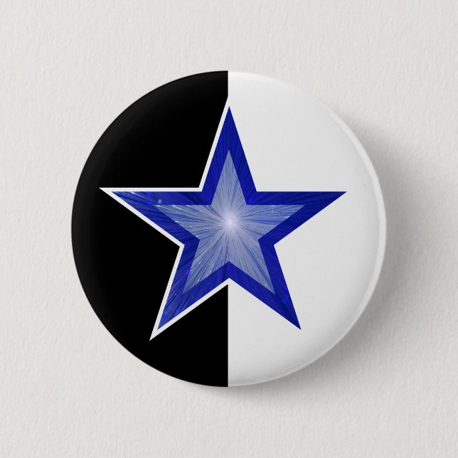 Dark Blue Star button black white (Front)