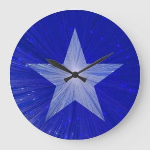 Dark Blue Star clock round