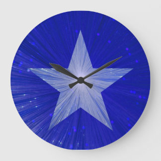 Dark Blue Star clock round