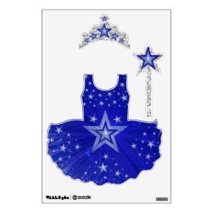 Dark Blue Star fairy princess faux glitter print Wall Decal