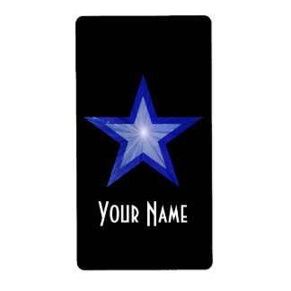 Dark Blue Star 'Name' label large black