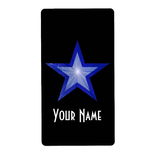 Dark Blue Star 'Name' label large black (Front)