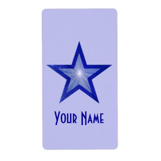 Dark Blue Star 'Name' label large pale blue