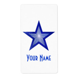 Dark Blue Star 'Name' label large white
