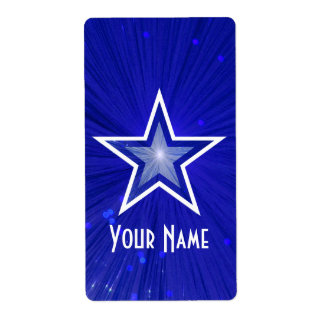 Dark Blue Star 'Name' label large white text