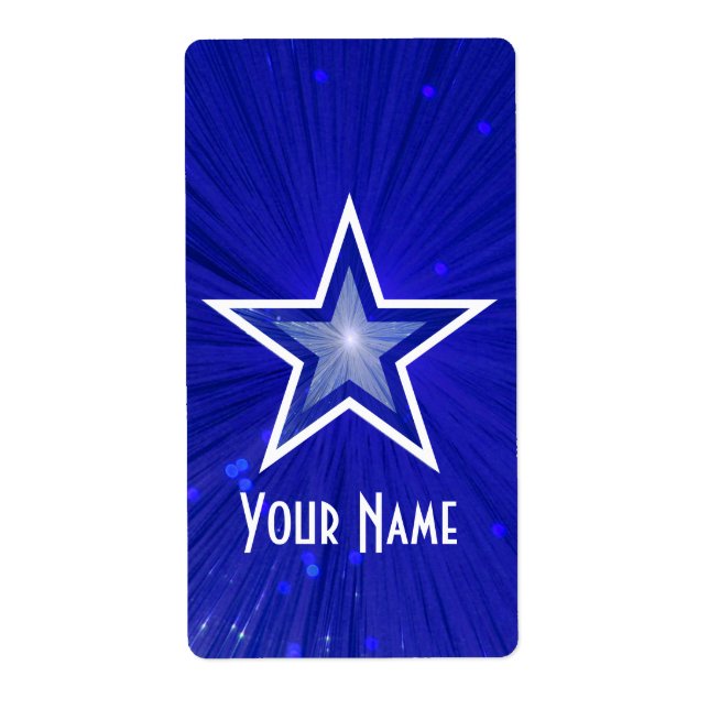 Dark Blue Star 'Name' label large white text (Front)