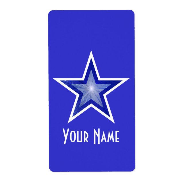 Dark Blue Star 'Name' label text large blue (Front)