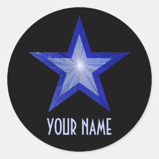 Dark Blue Star 'Name' round sticker black