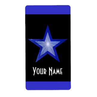 Dark Blue Star 'Name' stripe label large black