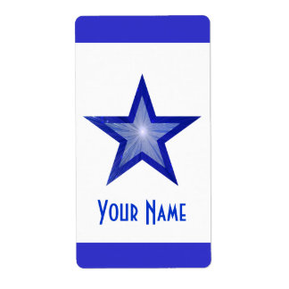 Dark Blue Star 'Name' stripe label large white