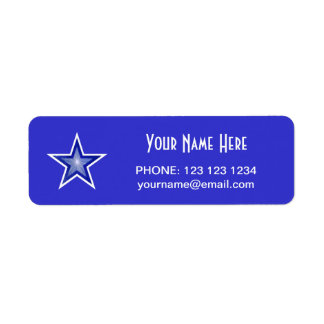 Dark Blue Star 'Name' text label small blue
