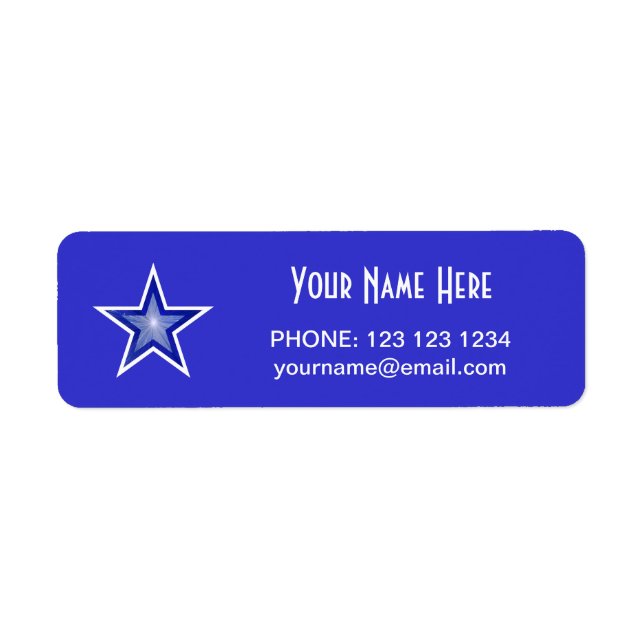 Dark Blue Star 'Name' text label small blue (Front)