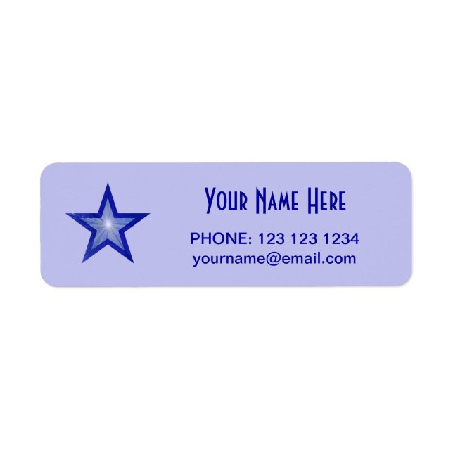 Dark Blue Star 'Name' text small pale blue Label (Front)