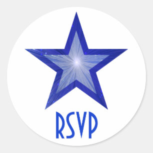 Dark Blue Star RSVP round sticker white