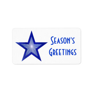 Dark Blue Star Season's Greetings medium white Label