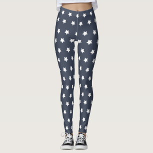 Dark Blue Star-Spangled Leggings for 4th of July