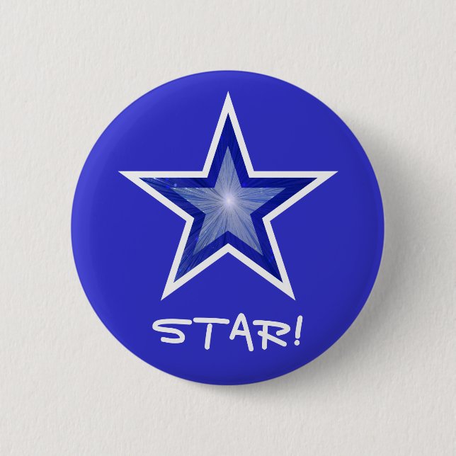 Dark Blue Star 'STAR!' button blue (Front)