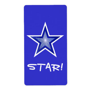 Dark Blue Star 'STAR!' label large blue