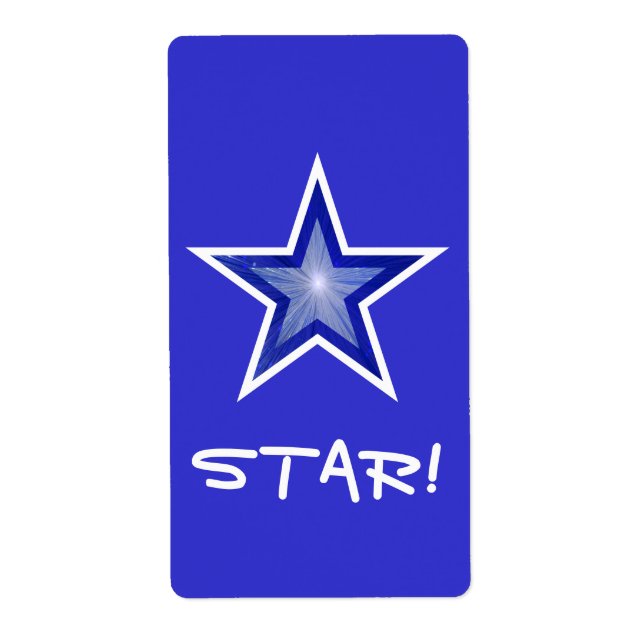Dark Blue Star 'STAR!' label large blue (Front)