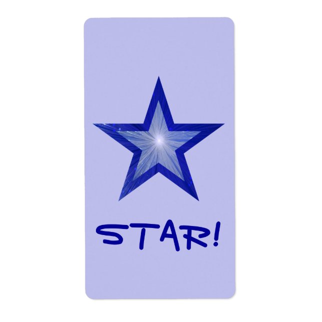 Dark Blue Star 'STAR!' label large pale blue (Front)