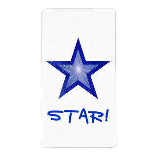 Dark Blue Star 'STAR!' label large white