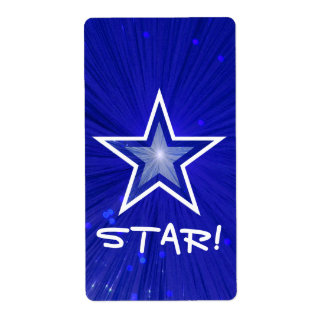 Dark Blue Star 'STAR!' label large white text