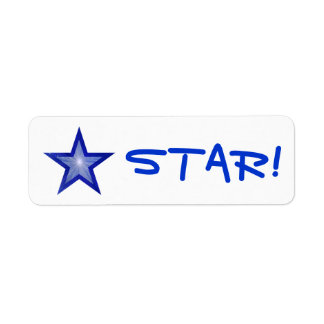 Dark Blue Star "STAR!" label small white