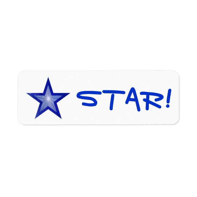 Dark Blue Star "STAR!" label small white (Front)