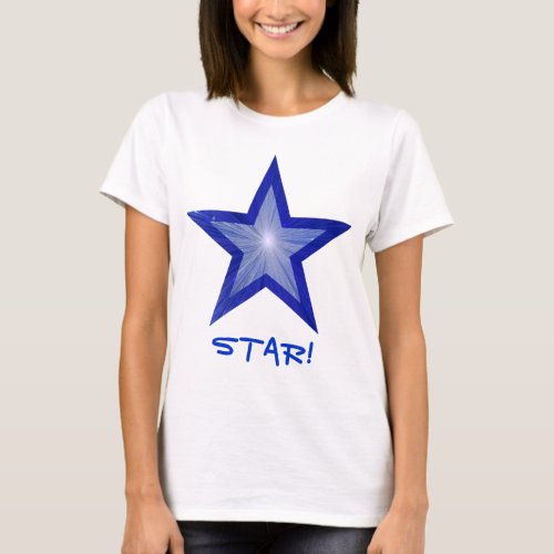 Dark Blue Star Star ladies t_shirt white