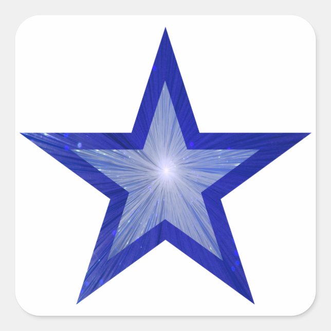 Dark Blue Star sticker square white (Front)