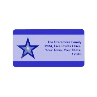 Dark Blue Star stripe address label medium blue