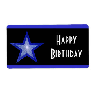 Dark Blue Star stripe 'Happy Birthday' large black Label