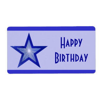 Dark Blue Star stripe 'Happy Birthday' large blue Label
