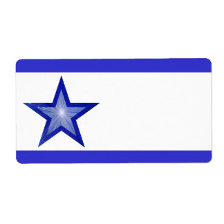 Dark Blue Star stripe label large white plain