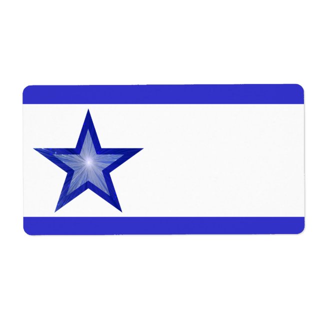 Dark Blue Star stripe label large white plain (Front)