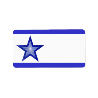 Dark Blue Star stripe label medium white plain