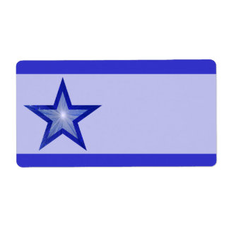 Dark Blue Star stripe large pale blue plain Label
