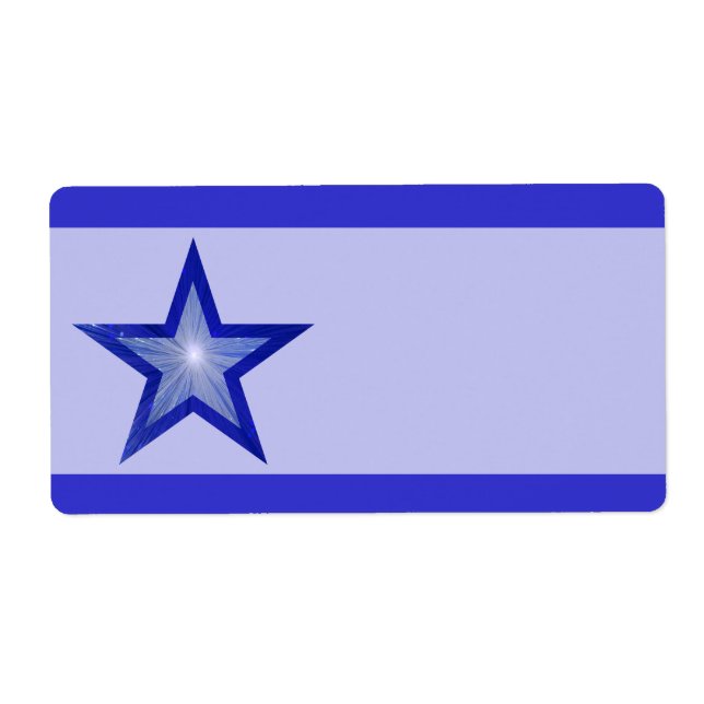 Dark Blue Star stripe large pale blue plain Label (Front)