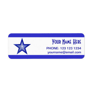 Dark Blue Star stripe 'Name' text small white Label