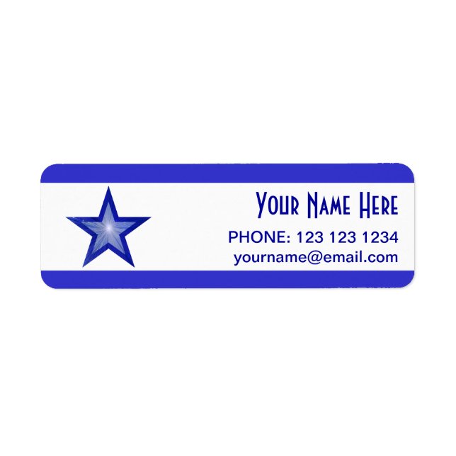 Dark Blue Star stripe 'Name' text small white Label (Front)