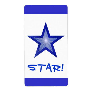 Dark Blue Star stripe 'STAR!' label large white